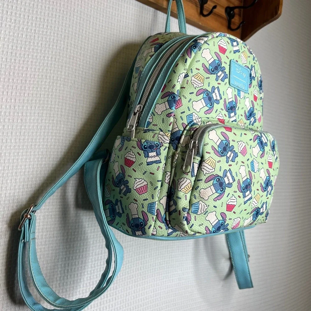 Disney Loungefly Stitch Chef Cupcake Mini Backpack‎ Green Blue
